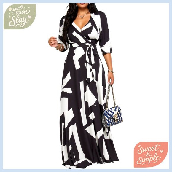 Polyester Maxi Dress Long Sleeve V-Neck Slim Fit Prom Evening Wear - Picture 1 of 4